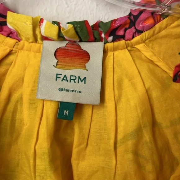 Farm Rio Yellow Fruit Dream Ruffle Mini Dress - Picture 5 of 7